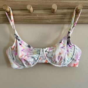 White Tie-Dye Bikini Top Size LARGE Target NWOT